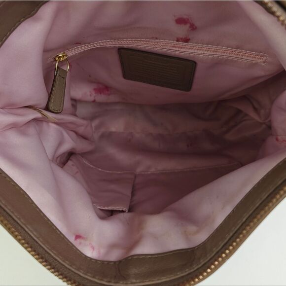 Coach Olive Brown and Cream CC Signature Patterned Shoulder Bag Handbag Purse - Picture 12 of 13